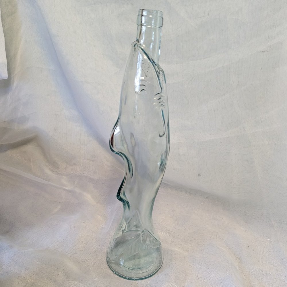 RARE Shark Bottle Glass Decanter 14 inches tall with cork